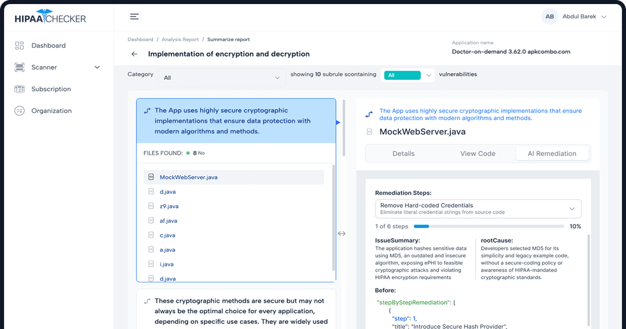 HIPAA AI Remediation Dashboard